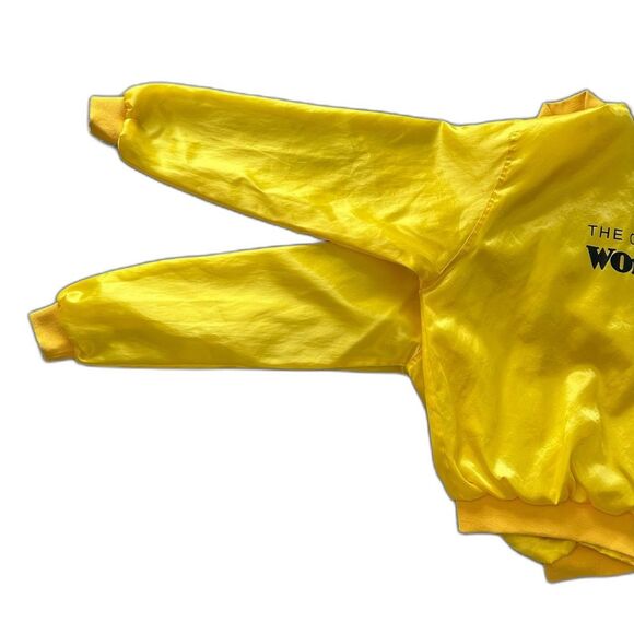 Wonderbra Satin Bomber Jacket Yellow Vintage Button Up Windless XL Made in USA - Picture 7 of 7